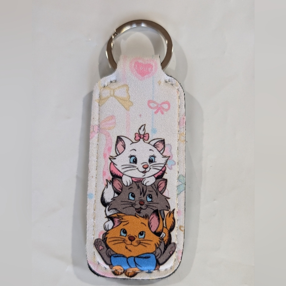 New The Aristocats Cat Trio Keychain Chapstick Holder